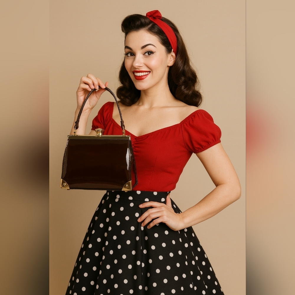 Patent Leather Handbag Bag Purse New Retro Vintage Style